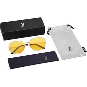 BOGO/  Yellow Retro Hexagon Sunglasses Women Polygon UV400 Protective SJ1190